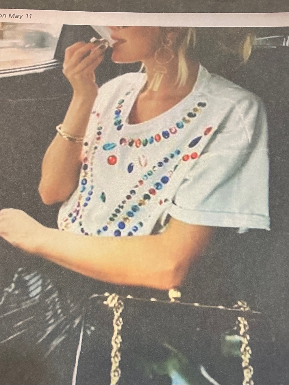 ZARA T-SHIRT W/MULTICOLORED JEWEL EMBELLISHMENT